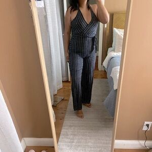 Striped/Speckled Navy Jumpsuit